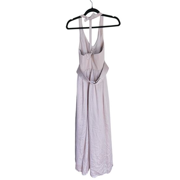 WHITE Vera Wang V-Neck Halter Gown Bridesmaid Dress Belted Bow Slit Size 4 Event - Picture 6 of 12